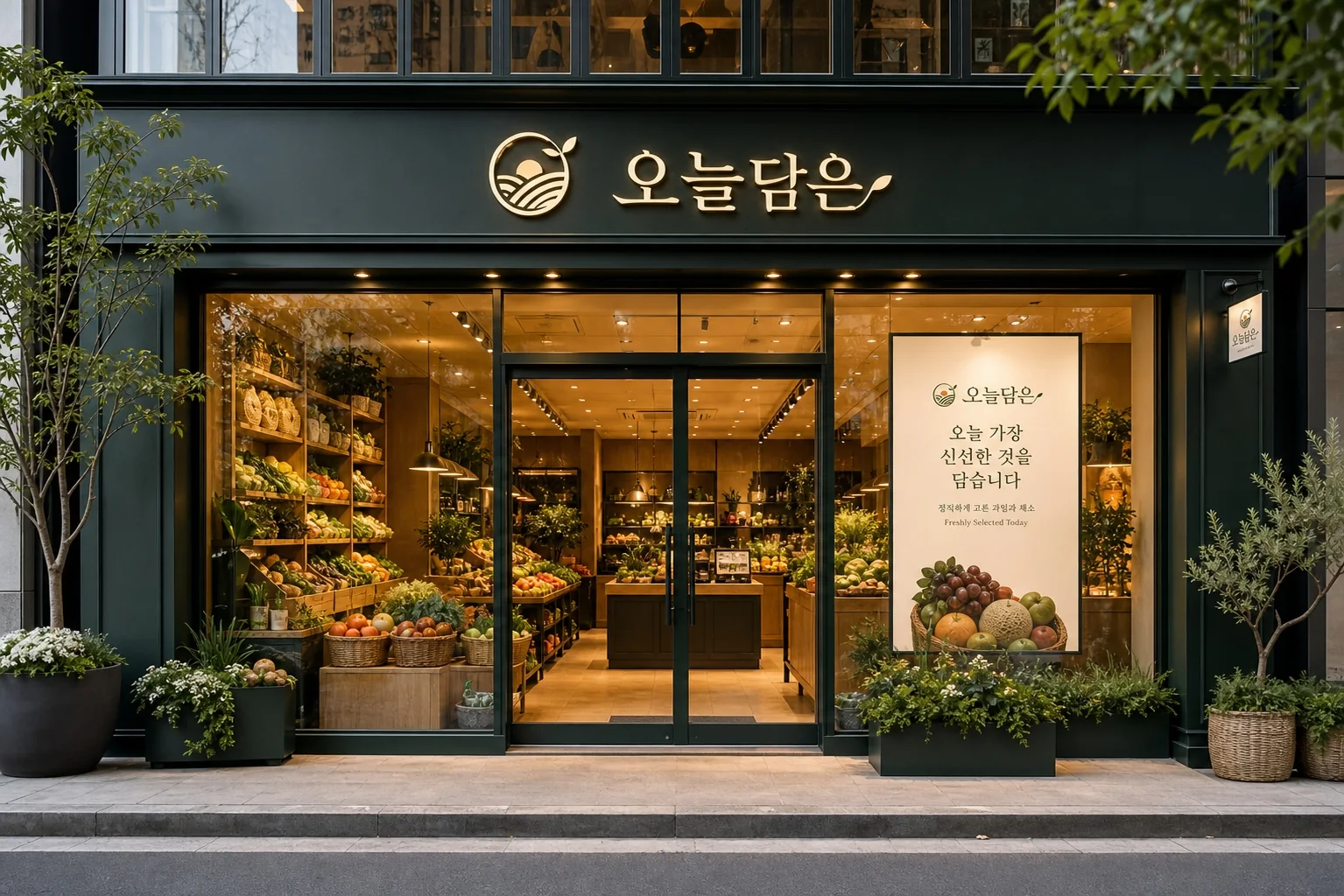 오늘담은 오프라인 매장 외관 — 정직하게 고른 과일과 채소
